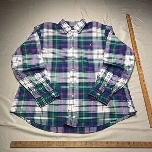 Ralph Lauren size XL Green & Blue Plaid Oxford Cloth Button-Down Shirt